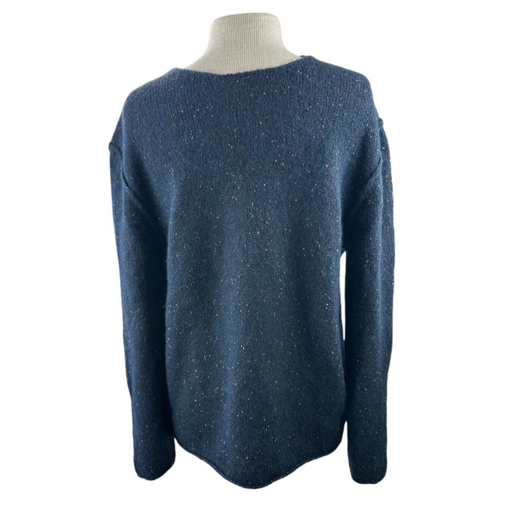 NEW Gionfriddo Alpaca Wool Blend Hand Spun Sweater Navy Blue Elbow Patch Medium - Picture 11 of 13